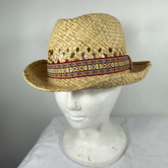Charlie 1 Horse Straw Fedora Western Boho Festival Hat Sm Unisex Geometric Strap main image 4